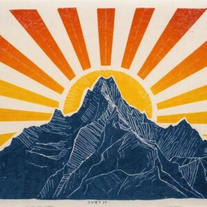 Der Zenit des Lichts: Alpiner Sonnwend-Linoldruck
