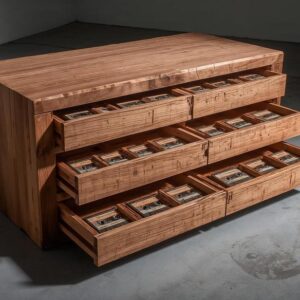 Das analoge Gedächtnis: Kassettenschrank aus roher Zeder